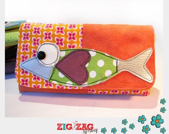 Case for glasses or phone "Sardine" mustard & blue (20x10cm)