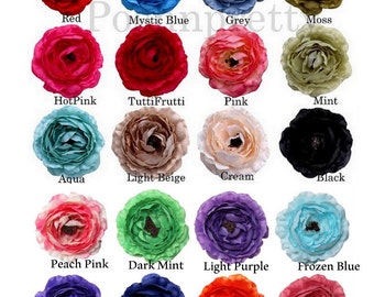 5 pcs Stiff Large 4" Ruffle Ranunculus - YOU CHOOSE COLORS - Imported