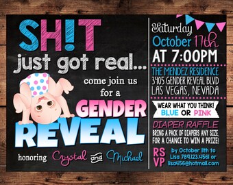 The Original Sh*t just got real Gender Reveal Invitation - Coed Shower - Digital - MATURE