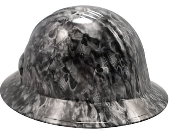 Reaper Skulls Hydro Dipped Hard Hats Full Brim Style