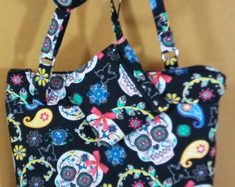 Paisley Candy Skulls Crossbody bag and coin pouch