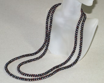 Starry Night ... Necklace . Bead Crochet . Metallic . Black Necklace . Infinity Wrap . Elegant Necklace . Easy to Wear . Chic Accessory