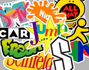 90's Sticker Set - Fresh Prince - All That - AOL - Cartoon - Seinfeld - MTV - Nintendo **Water Proof Stickers**