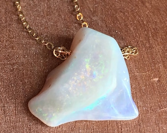 Raw Opal Necklace - Opal Necklace - Opal Jewelry - Australian Opal Necklace - Opal - October Birthstone