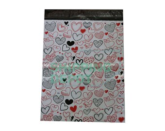 VALUEMAILERS Designer Poly Mailers - 100 Colorful Hearts + 100 Roses, 10x13, Self-Sealing