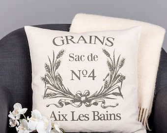 Vintage French Grain Sack Pillow Cushion Cover
