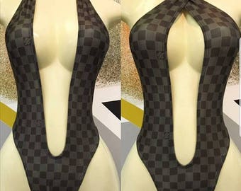LV Damier Monogram Halter Top Swimsuit