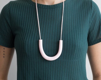Colorful U Shape Polymer Clay Necklace | Monochrome Statement Necklace