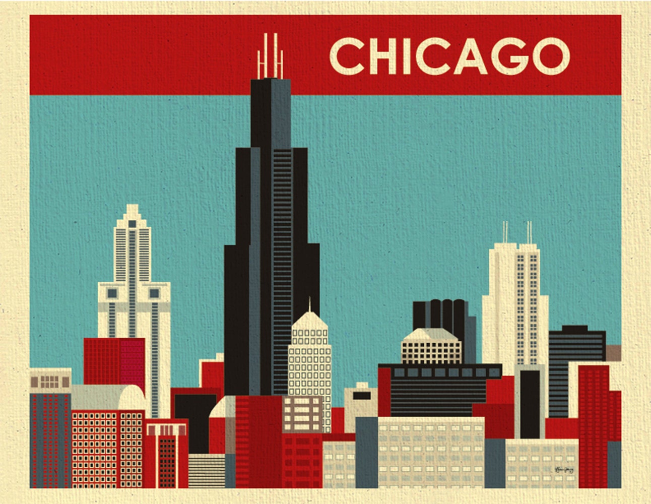 Chicago Skyline Art Print Chicago Wall Art Chicago Boyfriend