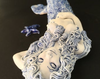Mermaid Porcelain Handmade Sculpture