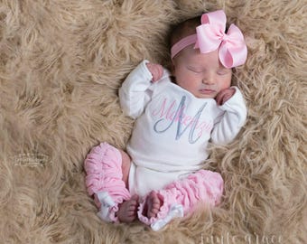 Baby Girl Coming Home Outfit Baby Girl Clothes Newborn Girl Outfit Baby Girl Gift Monogrammed Baby Girl Outfit Baby Girl Leg Warmers