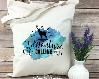 The Adventure is Calling Me w/ Deer (Stag) Tote Bag