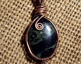 Kambaba Jasper Pendant, Wire Wrapped Pendant