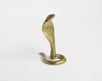 Small Brass Cobra Snake Ornament Figurine - Vintage Brass Cobra