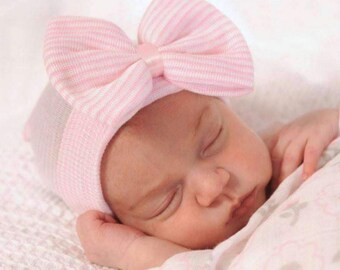 Baby Hospital Hat | Newborn Hat | Newborn Girl Hat | Newborn Hospital Hat | Baby Hats | Hospital Bow Hat | Hospital Cap | Baby Beanie