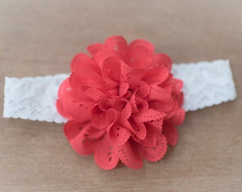 Newborn Headbands, Baby Headbands, Cherry Red Headbands, Baby Flower Headband, Flower Headbands, Photography Props