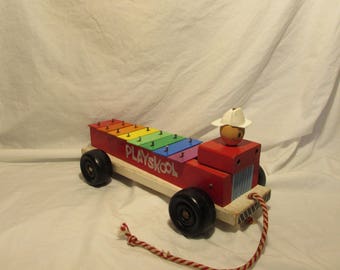 Vintage Playskool, Firetruck Xylophone, Wood/Plastic/Metal