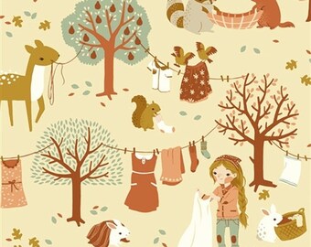 Birch Acorn Trail Laundry Day Cream Organic (Half metre)