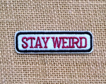 Punk Patches for Jackets Stay Weird Iron On Patch 3" Comic Rock Punk Band Geek Tumblr Retro Grunge Patches DIY Iron On Patches for Backpacks