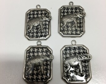 Elephant Hounds-tooth Rectangle Charms
