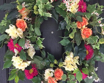 Front Door Wreath, Spring Wreath, Summer Wreath, Front Door Decor