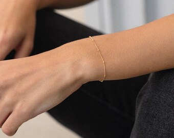 EVE Bracelet • Beaded Chain Bracelet • Delicate Bracelet, Minimal Jewelry, Minimalist Jewelry, Layering Bracelet, Satellite Bracelet, Gift