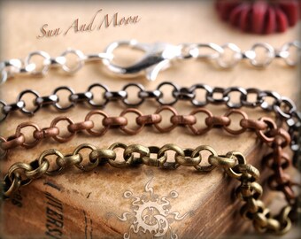 100 Necklaces - Rolo - Antique Brass Chain Bulk - Mix n Match Any - Antique Bronze Chain, Antique Copper Chain, Silver Chain, Gunmetal Chain