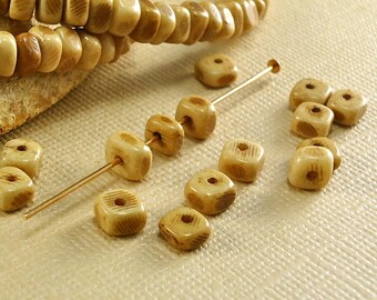 40 Bone Beads 4mm to 5mm Nuggets Tea Dyed Brown natural real animal bone beads