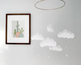 Baby Mobile, Cloud Mobile, Mobile, Crib Mobile, Nursery Mobile, Felt Mobile, Cloud Nursery Decor, Nursery Decor, Modern Nursery, Nursery