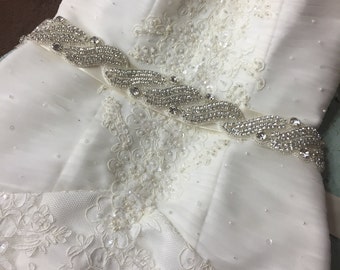 Rhinestone Chain Bridal Wedding Gown Sash Belt