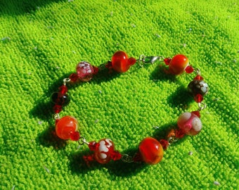 Fire Red Lampwork Bracelet