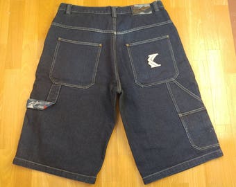 KARL KANI shorts, hip hop jeans denim shorts of 90s hip-hop clothing, old-school, 1990s, gangsta rap, vintage, OG size W 38