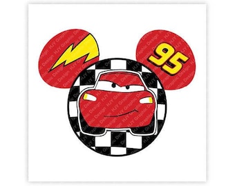 Disney, Lightning McQueen, Cars, Icon Mickey Mouse, Minnie, Head, Mouse Ears, Digital, Download, TShirt, Cut File, SVG, Iron on, Transfer