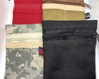 EDC Pocket Wallet/Organizer/Pouch Regular Size 1 Slot on one side/2 Slots on the other and Tactical Stylus Flashlights