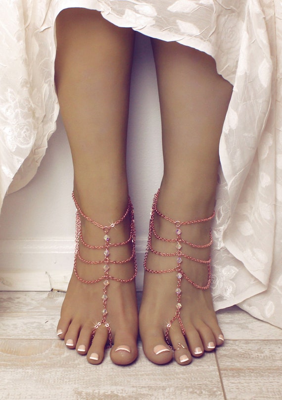 Madison Barefoot Sandals Rose Gold Bare Sandals Rose Gold