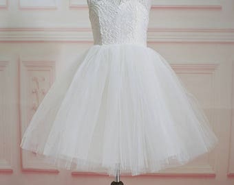 Ivory Lace Tulle Flower Girl Dress