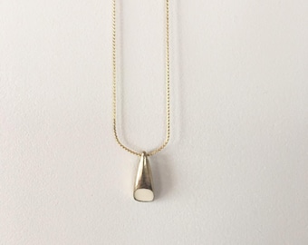 90s Gold Tone and White Geometric Pendant / Vintage Charm Necklace