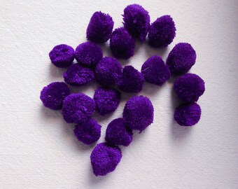 Purple Pom Poms, 20mm Pom Pom Balls, Yarn Pom Poms, Party Pom Poms