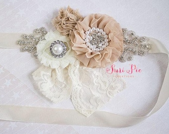 Rustic Flower Girl Sash, Burlap Sash, Bridal Belt / Sash, Bridesmaid Sashes, Maternity Sash, Flower Girl Sashes