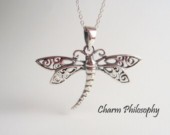 Dragonfly Necklace in 925 Sterling Silver - Dragonfly Pendant - Dragonfly Jewelry