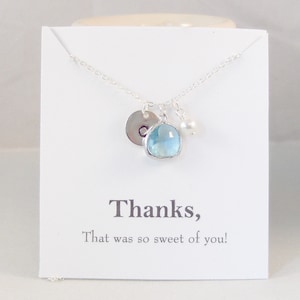 Thanks SilverAquamarine Necklace,Aquamarine,Silver Necklace,Silver Aquamarine,Initial Necklace,Aquamarine Necklace,Monogram Necklace,Pearl