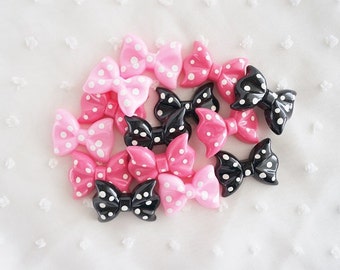 6pcs - Polka Dot Bow Mix Decoden Cabochon (27x20mm,30x22mm) BW10018