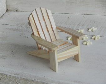 Adirondack Chair miniature ready to paint wood supplies for craft project beach wedding cake topper starfish beads embellishments supply