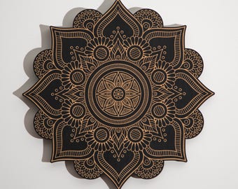 Floral Mandala Geometric Laser Engraved Wood Wall Art