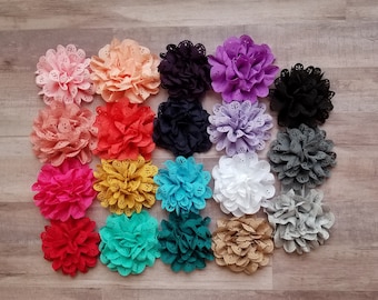 4" Eyelet Flower, large flower puff, fabric flower, Eyelet flower, DIY supplies, Headband flower, Flower Hair Clip, hollow fabric flower