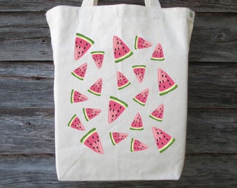 Watermelon Tote, Cotton Canvas Tote, Watermelon Tote Bag, Watermelon Bag, Watermelon, Summer Tote, Farmers Market Tote, Beach Tote