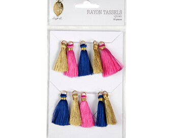 Love+Lemon 1.5" Rayon Tassels, Gold Ring, 10 pcs