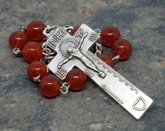Irish Penal Rosary of Carnelian Gemstones; 1 Decade Rosary; Penal Chaplet; Catholic Chaplet