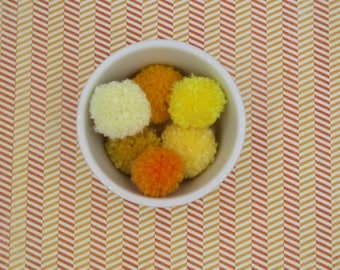 Yellow Pom Poms, Handmade Pom Poms, Pom Poms for Crafting, Pom Pom Garland, Craft Pom Poms, Custom Pom Poms