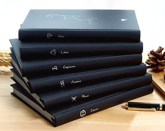 Constellations Black Hardcover Notebook, Stargazing Christmas Gift Notebook, Starsign Stationery, Cute Stationery, Astronomy Gift
